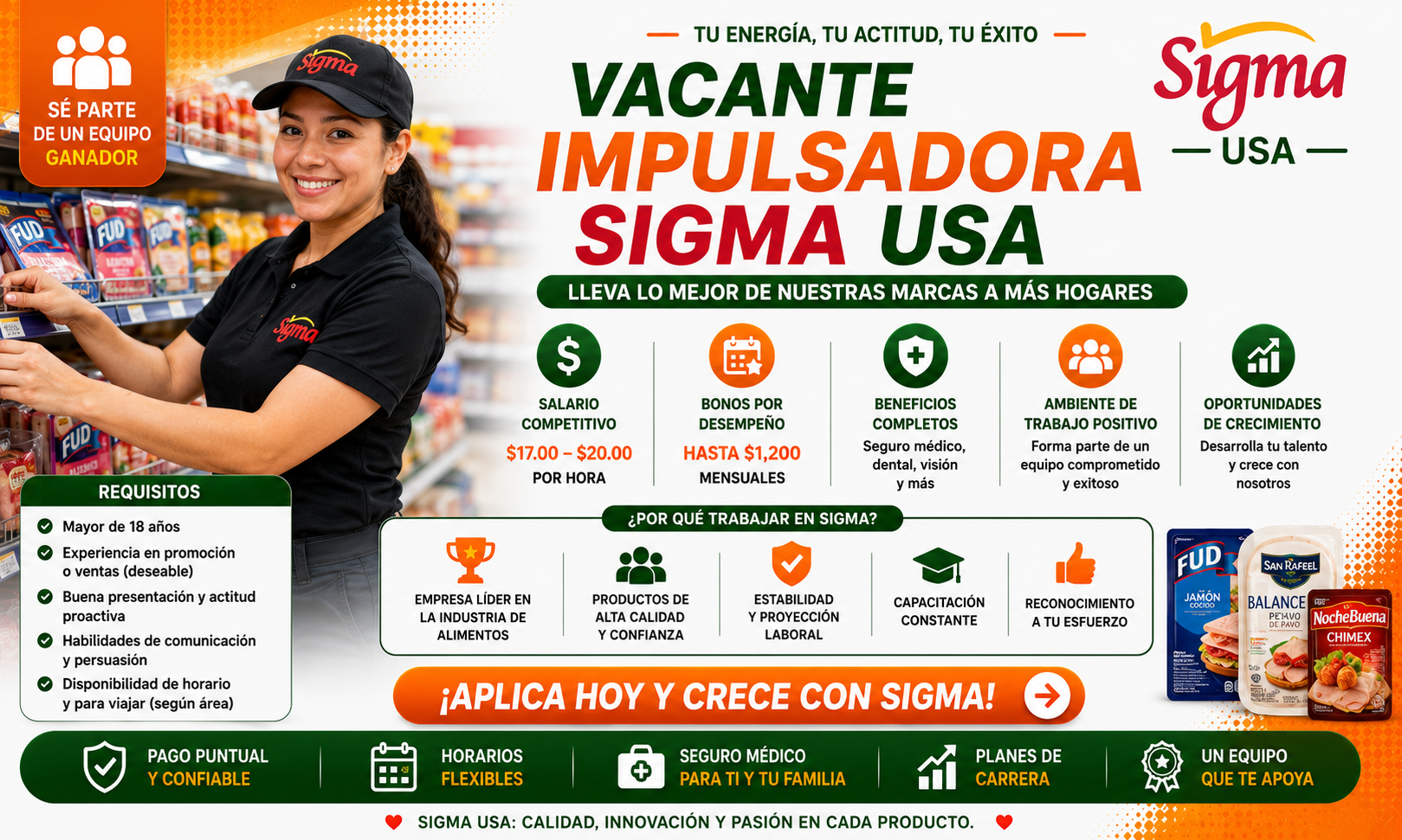 Vacante Impulsadora Sigma USA