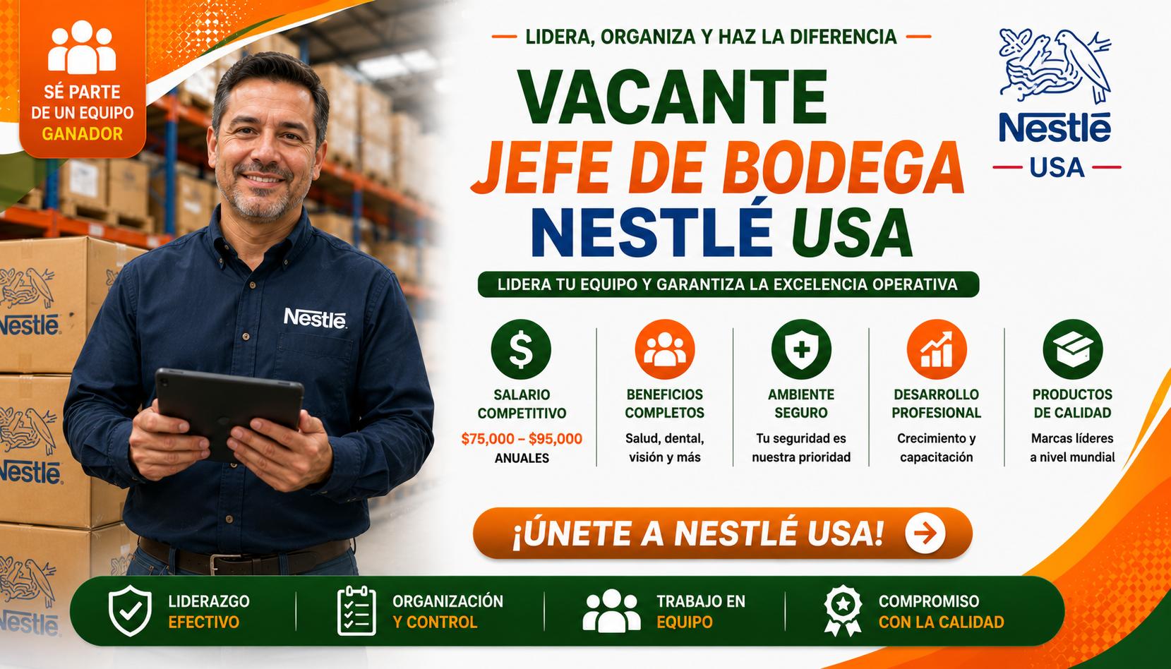 Vacante Jefe de Bodega Nestlé USA