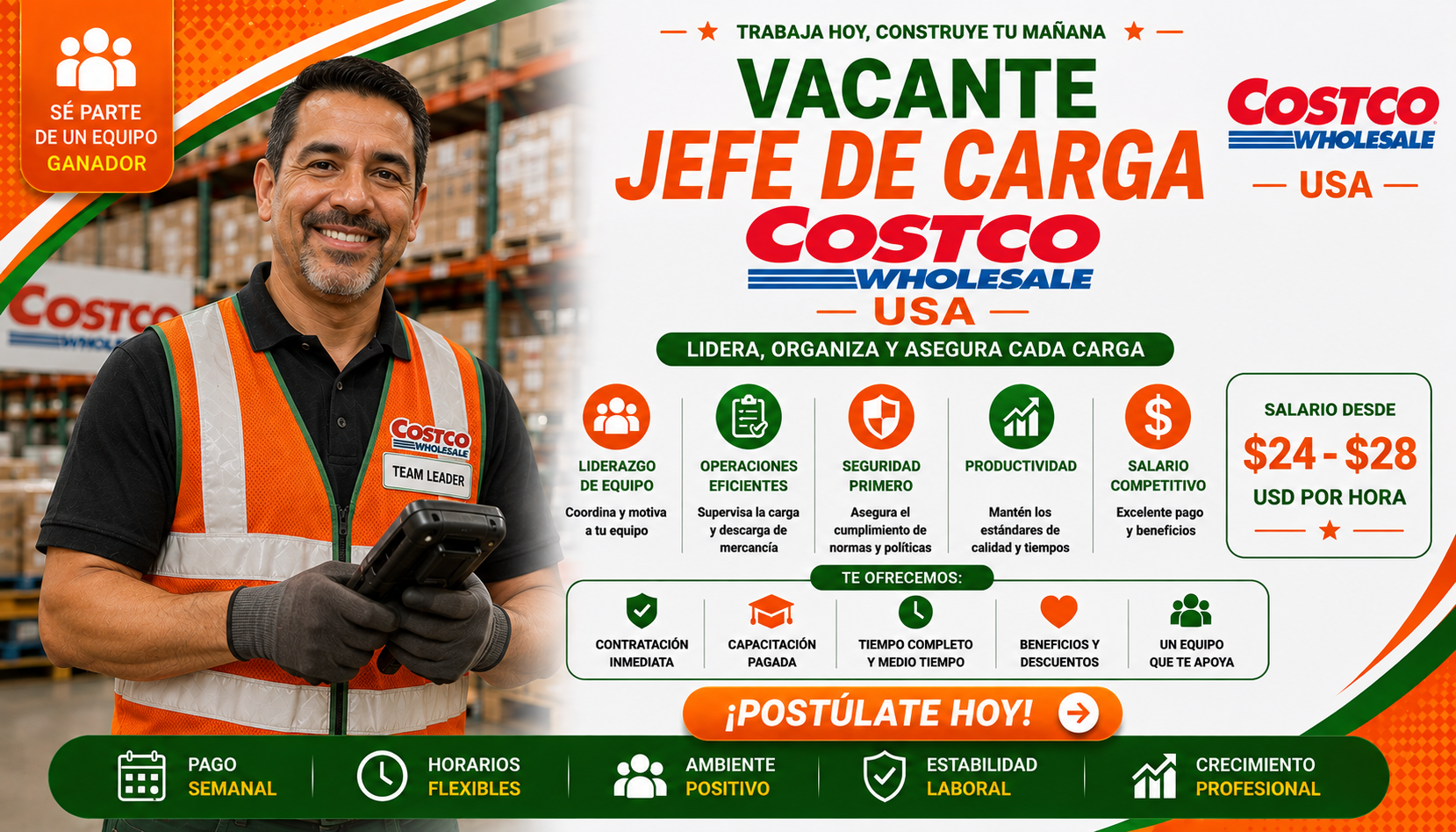 Vacante Jefe de Carga Costco USA